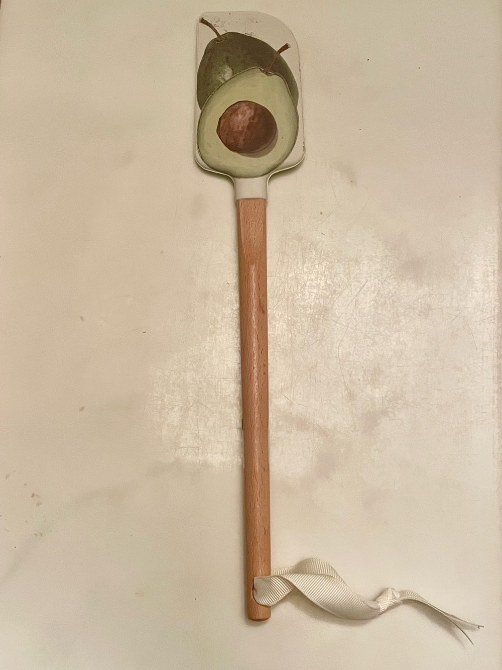 Avocado Silicone Spatula with Natural Wood Handle - Green